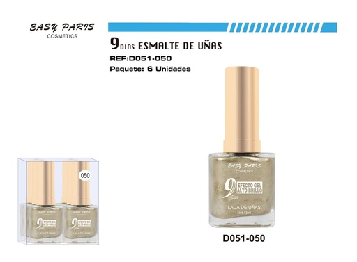 [D051-050] Esmalte de uñas 9 días 6/u 144/u