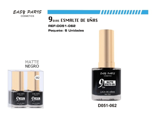 [D051-062] Esmalte de uñas mate negro 6 unidades para manicura