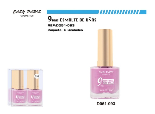 [D051-093] Esmalte de uñas 9 días 6/u 144/u larga duración