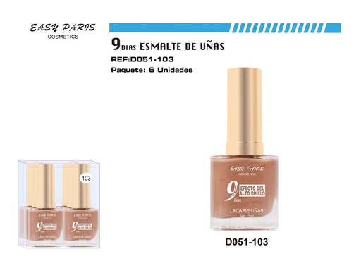 [D051-103] Esmalte de uñas de larga duración 9 días 6/u 144/u para manicura