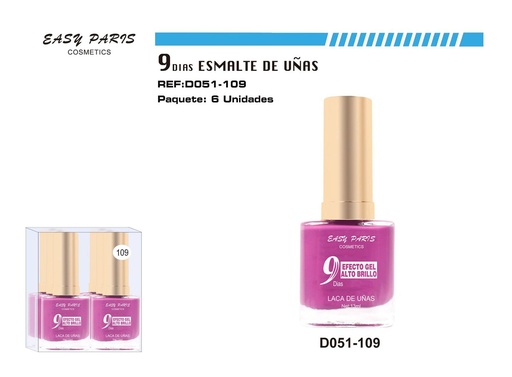 [D051-109] Laca de uñas 9 días 6/u 144/u para manicura