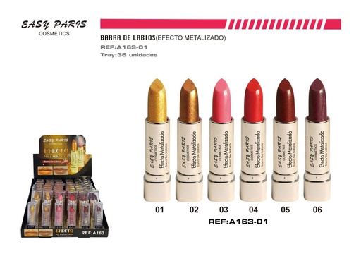 [A163-01] Barra de labios metalizada 36/u para maquillaje y belleza