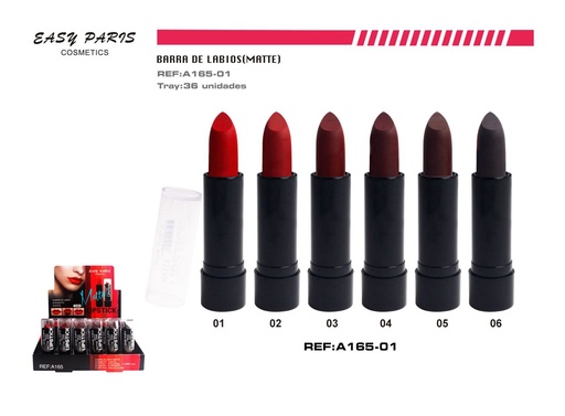 [A165-01] Barra de labios matte 36/u para maquillaje