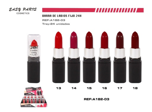 [A182-03] Barra de labios fijo 24h 24/u para maquillaje