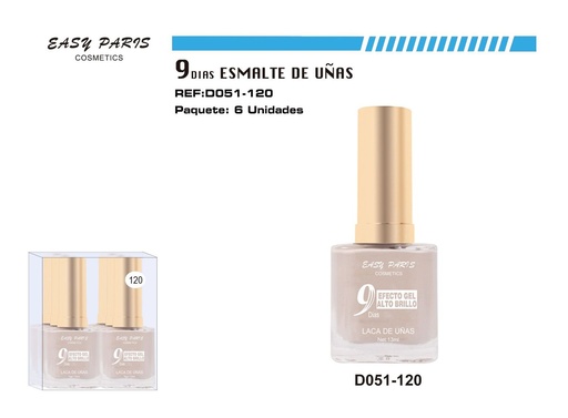 [D051-120] Laca de Uñas 9 Días Blanco Gris 6/u - Esmaltes de uñas