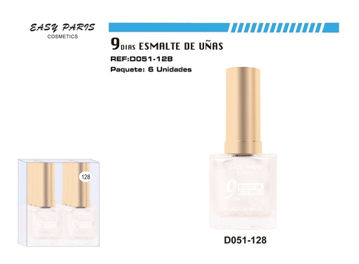 [D051-128] Esmalte de uñas 9 días blanco perla 6/u para manicura