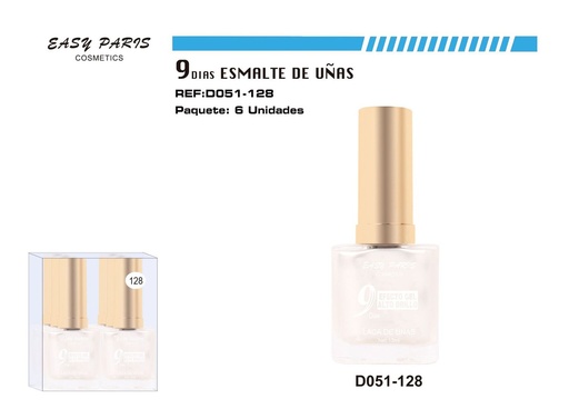 [D051-128] Laca de Uñas 9 Días Blanco Perla 6/u - Esmaltes de uñas