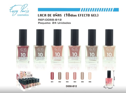 [D058-B12] Esmalte de uñas alto brillo 10d 24/u para manicura