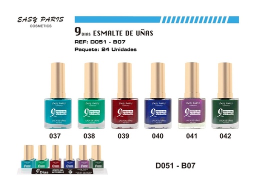 [D051-B07] Esmalte de uñas 9 días 24/u para manicura