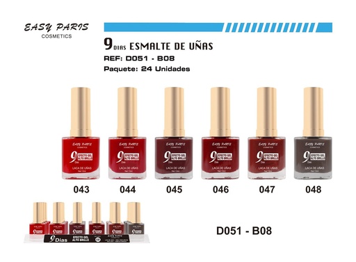 [D051-B08] Laca de Uñas 9 Días 24/u - Esmaltes de uñas