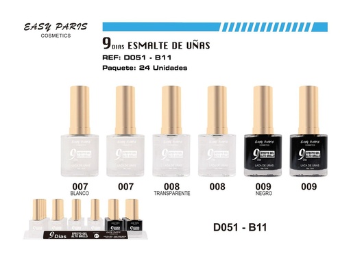 [D051-B11] Laca de Uñas 9 Días 24/u - Esmaltes de uñas