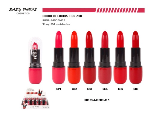 [A203-01] Barra de labios fijo 24h 24/u para maquillaje