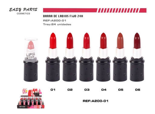 [A200-01] Barra de labios 24h 24/u 288/u para maquillaje