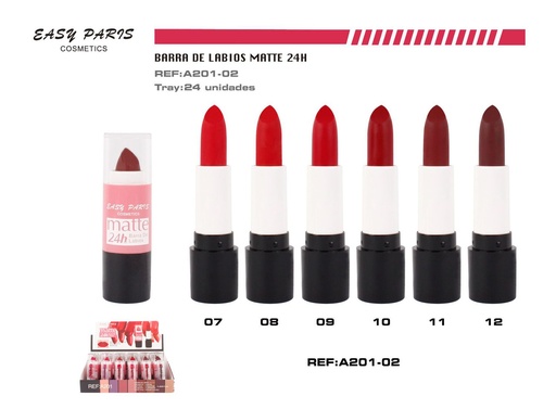 [A201-02] Barra de labios matte 24h 24 unidades - Cosméticos