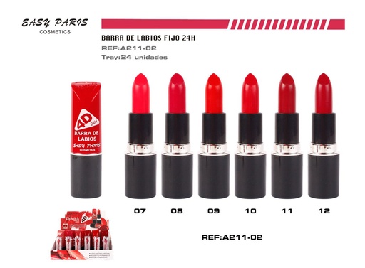 [A211-02] Barra de labios 24h 24/u 288/c, maquillaje duradero