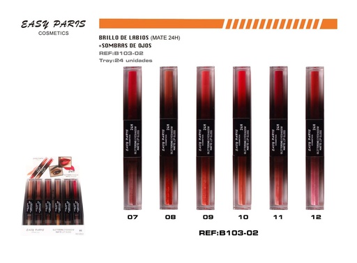 [B103-02] Brillo de labios matte + sombra de ojos brillante 24/u 288/u