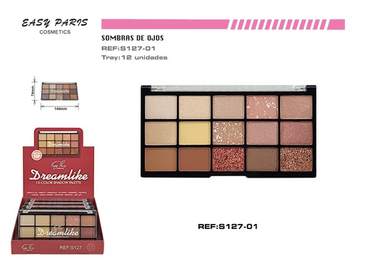 [S127-01] Paleta de sombras de ojos 15 colores 12 unidades - Maquillaje y cosméticos