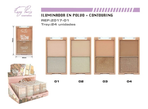 [Z017-01] Iluminador y conturing 24/u para maquillaje