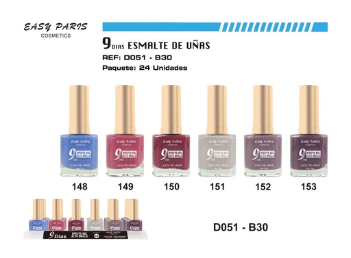 [D051-B30] Laca de Uñas 9 Días 24/u - Esmaltes de uñas