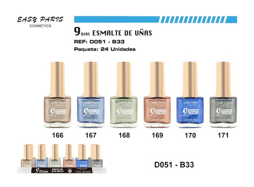 [D051-B33] Esmalte de uñas 9 días 24/u para manicura