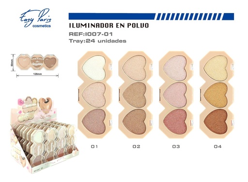 [I007-01] Iluminador de maquillaje en trío 24/u para resaltar el rostro