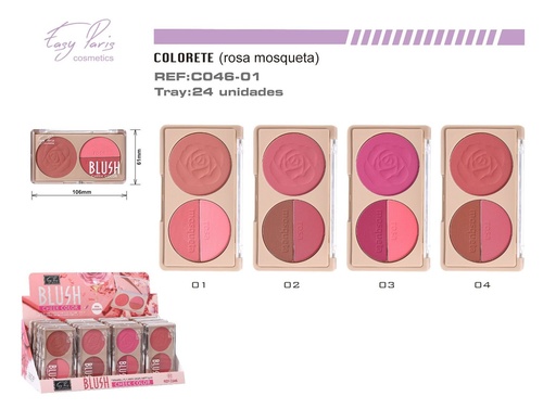 [C046-01] Colorete trio con rosa mosqueta 24/U - Maquillaje