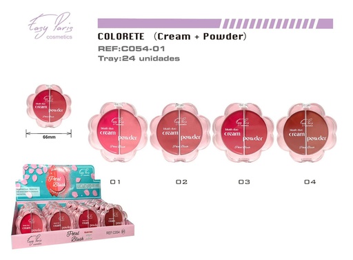 [C054-01] Blush crema + polvo 24/U - Maquillaje para mejillas 