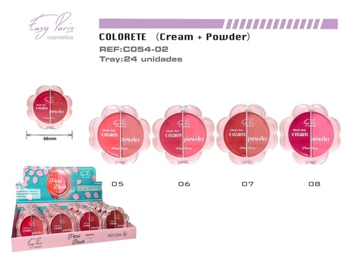 [C054-02] Blush crema + polvo 24/U - Maquillaje para mejillas 
