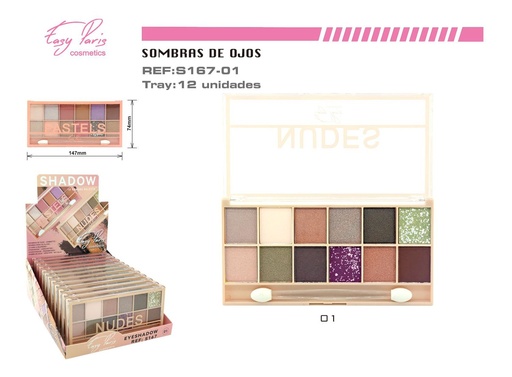 [S167-01] Sombra de ojos nude 12 unidades - Cosméticos y maquillaje