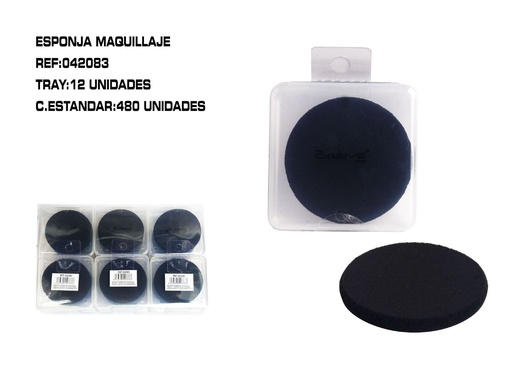 [042083] Esponja de maquillaje negra (12 unidades) - Productos de belleza