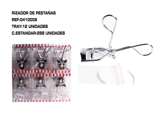 [0410006-002] Rizador de pestañas plateado 12/u para maquillaje