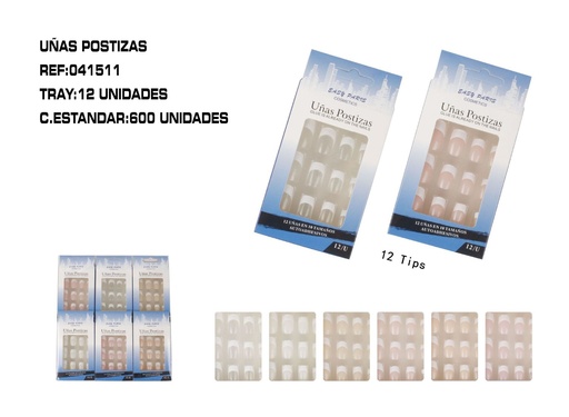 [041511] Uñas postizas con adhesivo 12/u 600/c