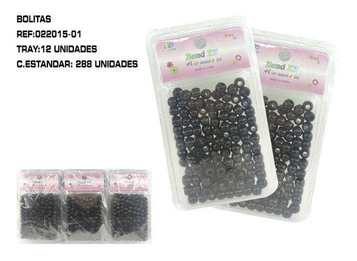 [022015-01] Accesorios para el pelo bolas negras 12pcs