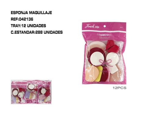 [042136] Set de 12 esponjas de maquillaje 12U - Cosméticos