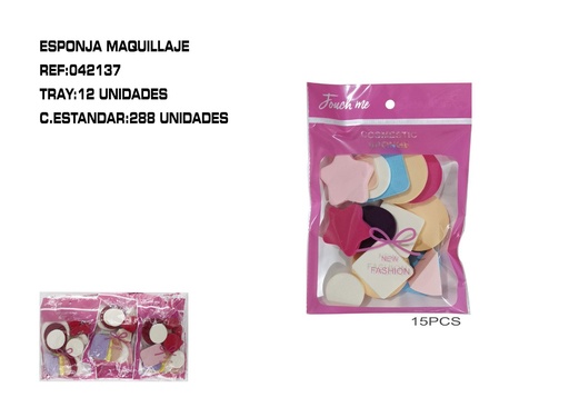 [042137] Set de 15 esponjas para maquillar 12 unidades - Accesorios de belleza