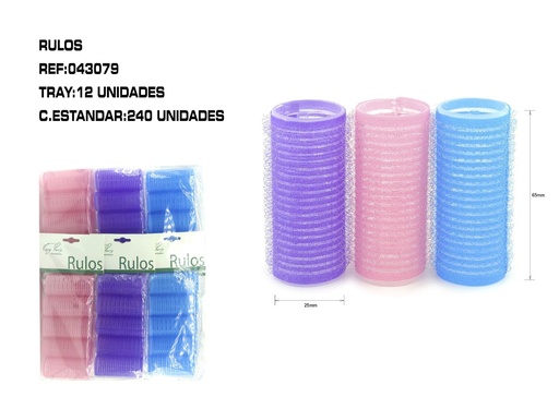 [043079] Rulos de nylon 2.5cm 12/u para peinados