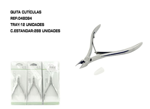 [048084] Cortacutícula Acero 9.5*7.5cm 12/U - Utensilios para el cuidado de uñas