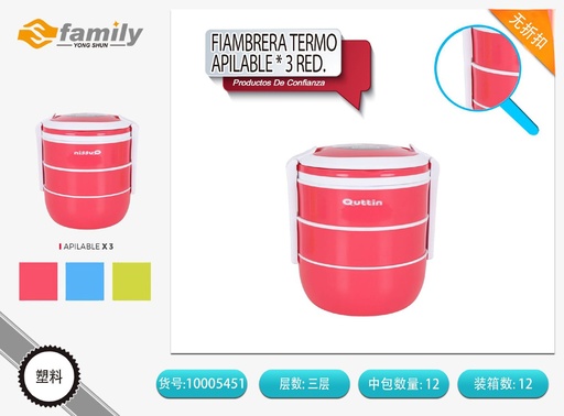 [10005451] Fiambrera termo apilable x3 Red Quttin para alimentos