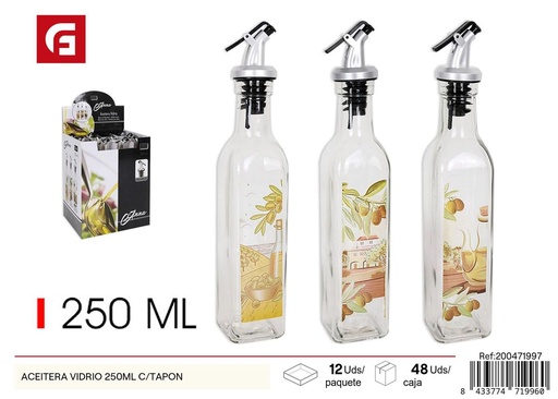 [200471997] Aceitera de vidrio 250ml con tapón - Utensilios de cocina