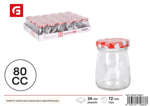 [200474887] Tarrito de vidrio multiusos 80cc Mediterráneo - Envases y tarros de vidrio