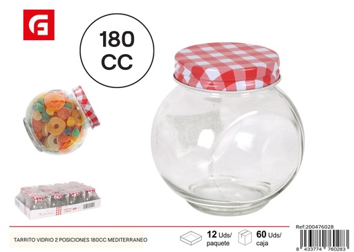 [A003397]  Tarrito de vidrio 2 posiciones 180CC Mediterráneo - Vidrio y cerámica