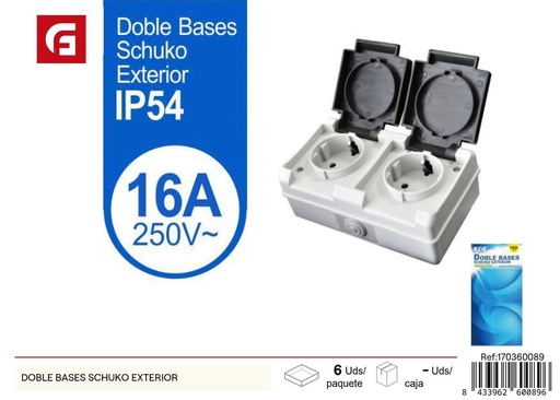 [170360089] Doble base Schuko exterior