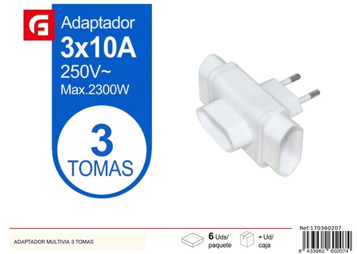 [170360207] Adaptador multivia 3 tomas para electricidad