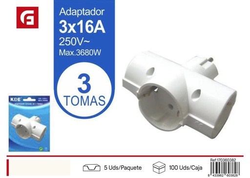[170360382] Adaptador múltiple 3 tomas