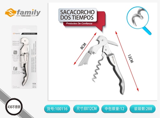 [100116] Sacacorcho dos tiempos B-204 de acero inoxidable herramienta de cocina