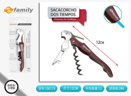 [100119] Sacacorchos dos tiempos en color rojo - Abrebotellas para vinos y licores