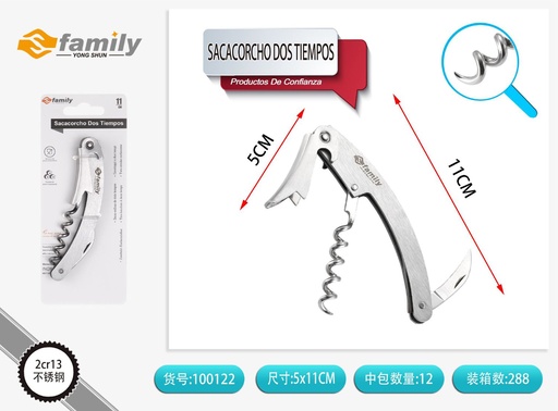 [100122] Sacacorcho de dos tiempos para botellas de vino