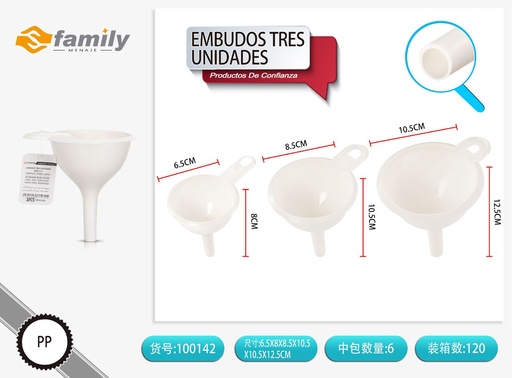 [100142] Embudo colorido en paquete de 3 unidades
