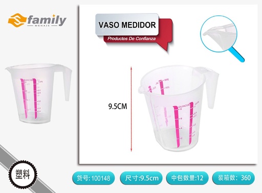 [100148] Vaso medidor 250ml con marcas rojas para cocina y repostería