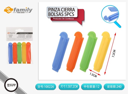 [100226] Pinza cierra bolsas 5 piezas - Suministros de cocina
